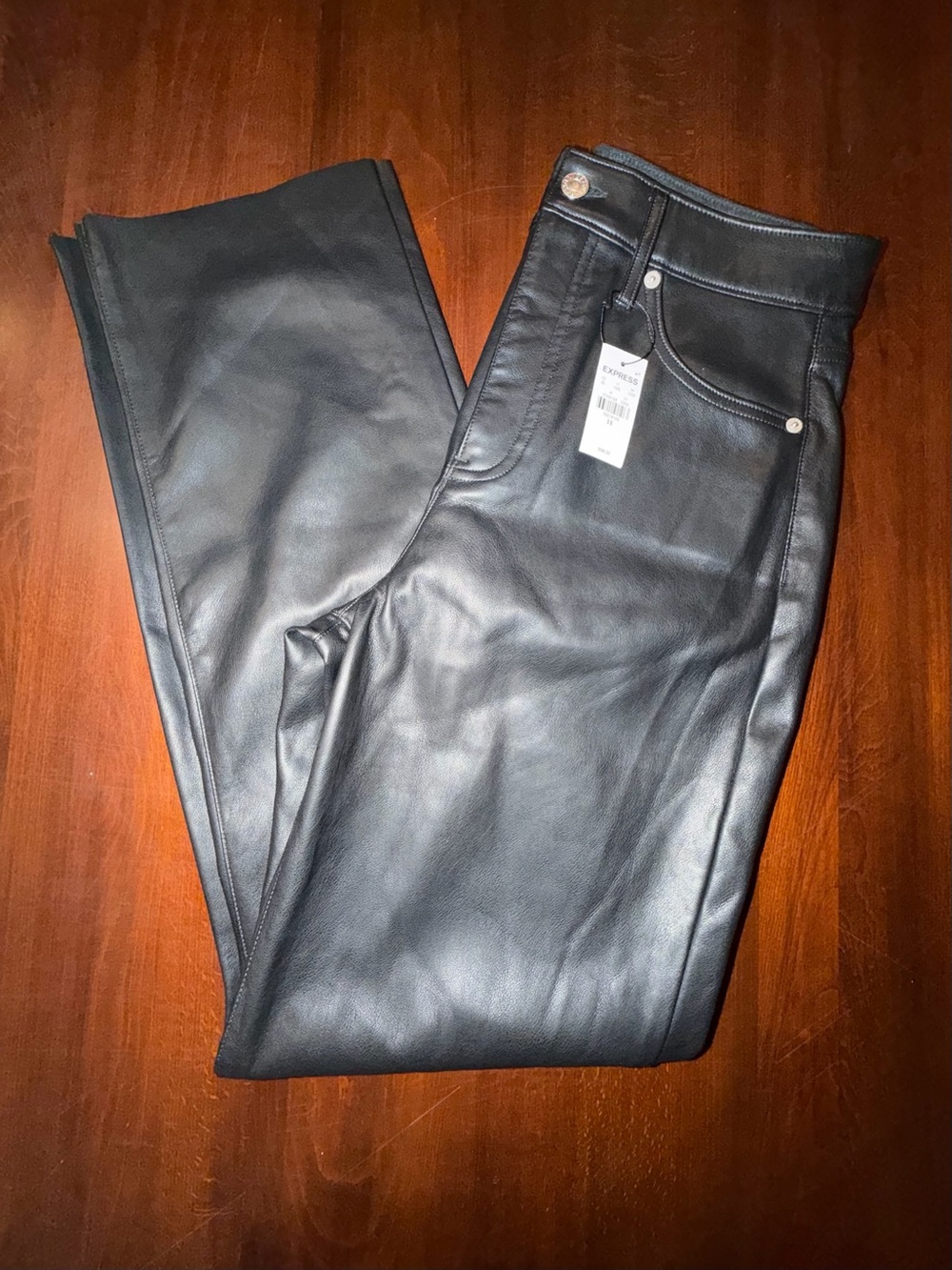 NWT Express Super High Waisted Faux Leather Modern Straight Pants 8R